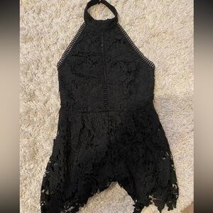 Elegant Black Lace Halter romper